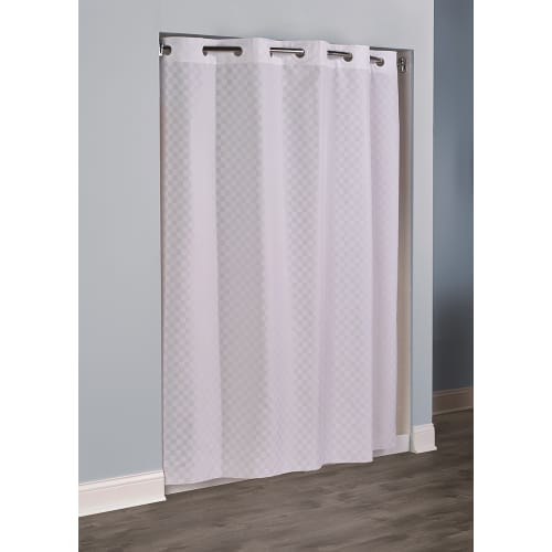 Nexline Checker Pattern Polyester Shower Curtain, 71"x77", White